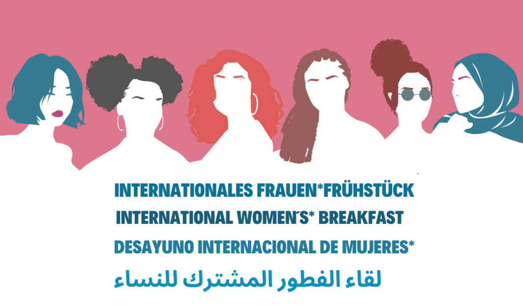 Grafik in rosa mit 6 verschiedenen Frauen, mit und ohne Kopftuch